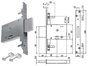 SERRATURA TRIPLICE DA INFILARE DOPPIA MAPPA SOLO CATENACCIO 8TD101  mm.60 KA (Y8TD10146000KA)    YALE