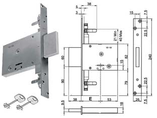 SERRATURA TRIPLICE DA INFILARE DOPPIA MAPPA SOLO CATENACCIO 8TD101  mm.70 KA (Y8TD10147000KA)    YALE
