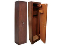 ARMADIO PORTAFUCILI IN ACCIAIO EFFETTO LEGNO CON TESORETTO  mm.290x290x1450h. 5 posti  peso kg.34    QUALITY