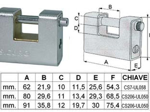 LUCCHETTO CORAZZATO A UNA BOCCA  mm.80    QUALITY
