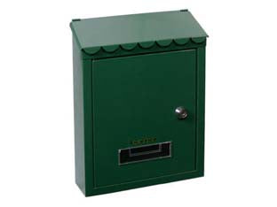 CASSETTA POSTALE MEDIA CON TETTO E CHIAVE A CILINDRO VERDE  cm.21x7x30h.  colore verde    QUALITY