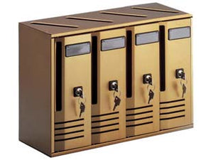 CASSETTA POSTALE BLOCCHIERA SERIE CUBO 4 PER INTERNI- - cm.42x17,5x30h. in alluminio anodizzato bronzo -  ALUBOX