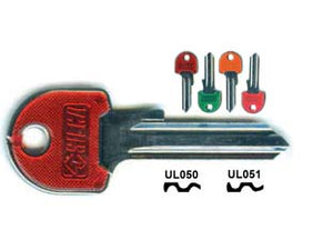 CHIAVI PER CILINDRI UNIVERSAL 5 SPINE GRANDI- - UL051SLSL SX slim fluo colori assort. testa L - 10 pezzi SILCA