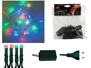 LUCCIOLE A LED MULTICOLOR LUCE FISSA PER INTERNO- - 40 led - mt.1,9 + 7,4 - 1 blister