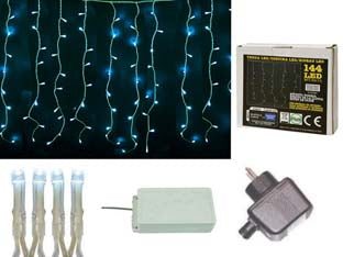 TENDA 144 LED BIANCO FREDDO PER ESTERNO CON GIOCO LUCI  mt.3 x 1,0