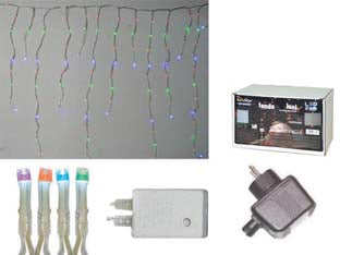 TENDA SFALSATA 150 LED MULTICOLOR PER ESTERNO CON GIOCO LUCI  mt.5 + 2,7 x 0,9
