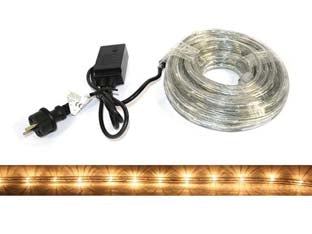 TUBO LUMINOSO 216 LED BIANCO CALDO USO INT. EST. C/GIOCO LUCI 10 MT.  mt.1 + 9  24 led/mt.