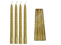 CANDELA DI CERA A TORTIGLIONE ORO CON GLITTER  ø mm.21x250h.    I RE MAGI