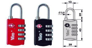 LUCCHETTI TSA A COMBINAZIONE VARIABILE  mm.28, arco mm.20x13 ø mm.3,5 (424.7)    VIRO