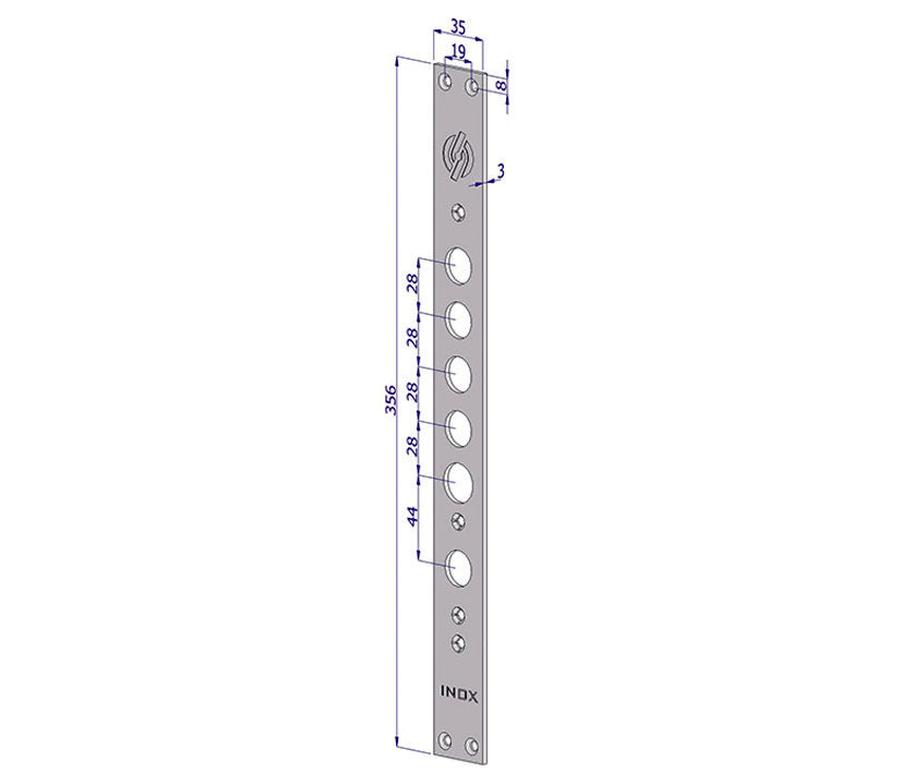 FRONTALE P/SERRATURE PORTE BLINDATE IN ACCIAIO INOX INT.28 FR2530  (FR2530XAI28)    SECUREMME