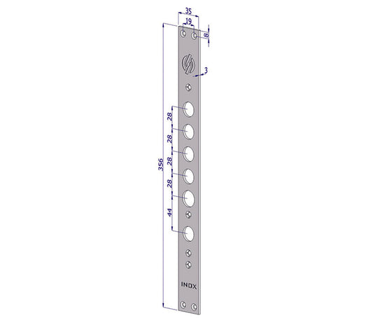 FRONTALE P/SERRATURE PORTE BLINDATE IN ACCIAIO INOX INT.28 FR2530  (FR2530XAI28)    SECUREMME