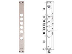 CONTROPIASTRE PER SERRATURE PORTE BLINDATE 94275  interasse mm.28, mm.35x356x3 (942750028)    MOTTURA