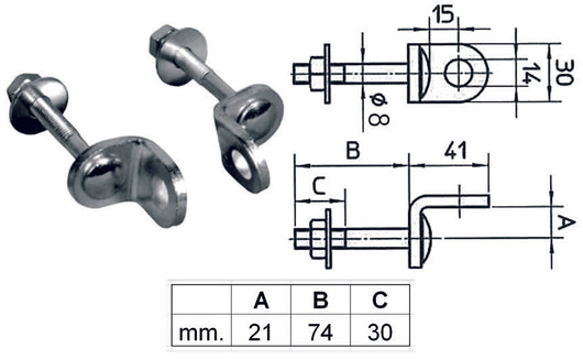 OCCHIOLI FISSI PER LUCCHETTI PAL40- - (PAL400062000000) - 6 blister CORBIN