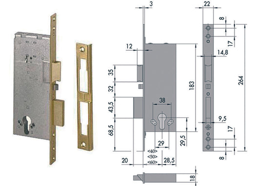 ELETTROSERRATURA DA INFILARE A CILINDRO 12011  mm.60 (12011600)    CISA