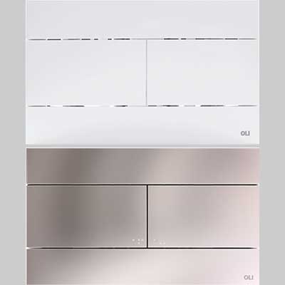 PLACCA DI COMANDO SLIM DOPPIO SCARICO  CROMO  SATINATA     OLIVER INTERNATIONAL