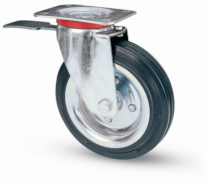 RUOTA INDUSTRIALE D 200 GOMMA 80BIS PIASTRA GIR FRE- AVO- 1,0 pz