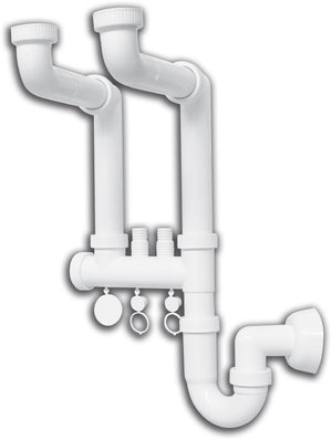 SIFONE LAVELLO A 2 VIE INVISIBILE- 1,0 pz