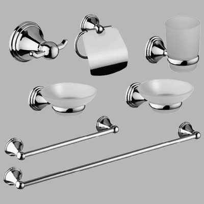 KIT ACCESSORI BAGNO 7 PEZZI SERIE SARA  Cromo  vetro     CARDINALE