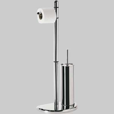 PIANTANA PORTAROTOLO E SCOPINO WC HIBISCUS  Cromato L.19 X P.30 X H.75 cm     GEDY