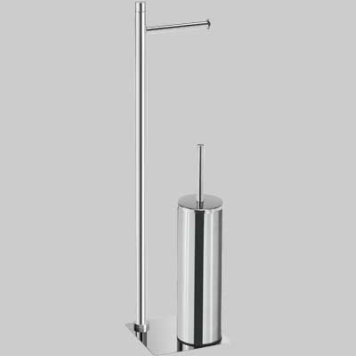 PIANTANA PORTAROTOLO E SCOPINO WC TRILLY  Cromato L.14 X P.14 X H.63 cm     GEDY