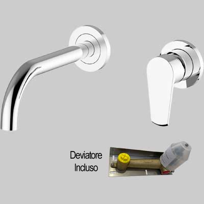 BATTERIA LAVABO INCASSO A PARETE VELVET  C/scarico Click Clack     TEOREMA