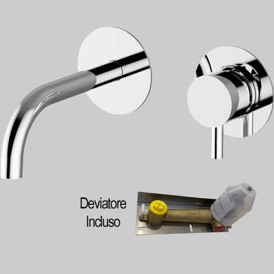 BATTERIA LAVABO INCASSO A PARETE JABIL 25  C/scarico Click Clack     TEOREMA