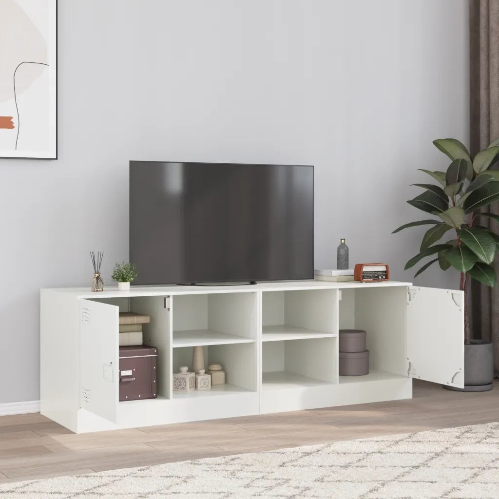 Mobili TV 2 pz | Armadietto TV | Mobile Porta TV Bianchi 67x39x44 cm in Acciaio