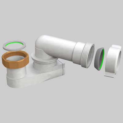 SIFONE RIBASSATO ORIENTABILE PER COLONNA VASCA  11/2 x 40     BONOMINI