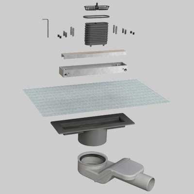 CANALINA DOCCIA ALLUMINIO IN KIT GRIGLIA DOUBLE FACE  CM. 100     BONOMINI