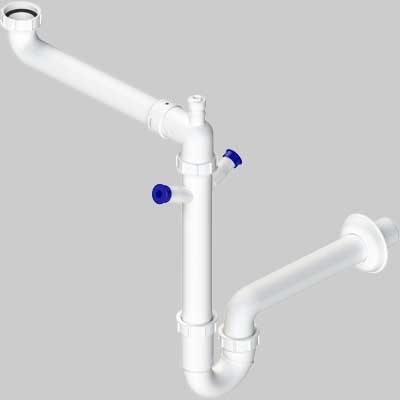 SIFONE PER LAVELLO A 1 VIA SLAVASPAZIO AUTOPULENTE 2K  11/2  DN 40     L.B PLAST