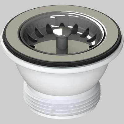 PILETTA PER LAVELLI INOX E SINTETICI CON TAPPO CESTELLO  Ø 70 11/2     L.B PLAST