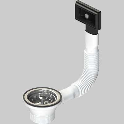 PILETTA PER LAVELLI INOX E SINTETICI CON TROPPO PIENO RETTANGOLARE E TAPPO CESTELLO  Ø 70 11/2     L.B PLAST