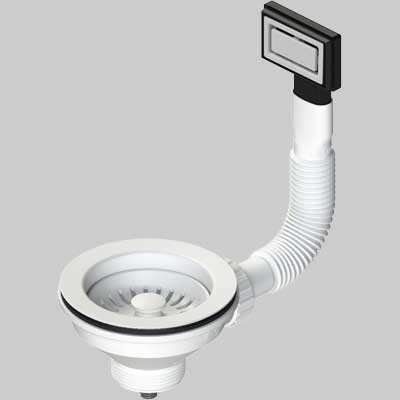 PILETTA PER LAVELLI CON TROPPO PIENO E TAPPO CESTELLO BIANCO  Ø 114     L.B PLAST