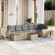 Set Divano da Giardino 8 pz con Cuscini Beige Misto Polyrattan
