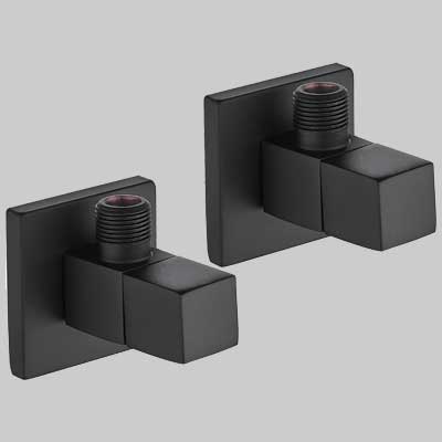 COPPIA RUBINETTI SOTTOLAVABO QUADRO NERO - 1/2 x 3/8 - 1 confezioni - MADE IN ITALY