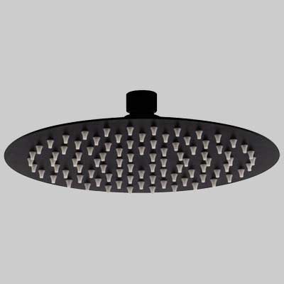 SOFFIONE DOCCIA INOX TONDO NERO  Dm 300     MADE IN ITALY