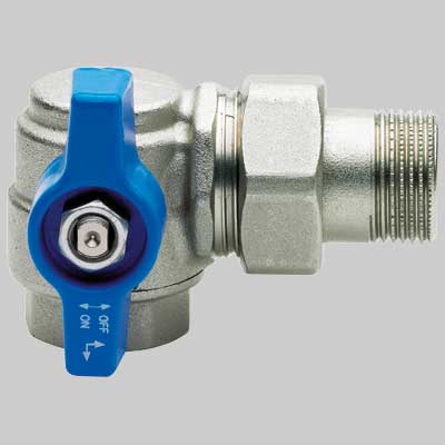 VALVOLA A SQUADRA PER COLLETTORI CON PRESA FRONTALE DX  1/2     EFFEBI