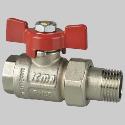 VALVOLA A SFERA M/F A PASSAGGIO TOTALE C/BOCCHETTONE A FARFALLA IN ALLUMINIO  1/2 PN 50     ICMA