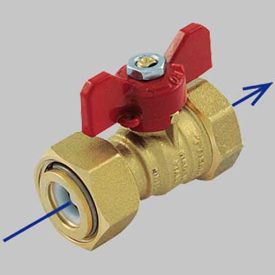 VALVOLA A SFERA DIRITTA FEMMINA CON GIRELLO E NON RITORNO  3/41     TIEMME