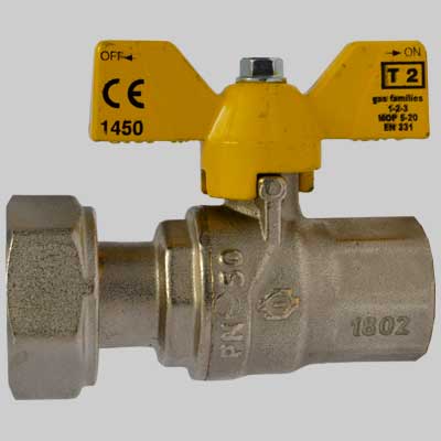 VALVOLA SFERA GAS F/F DADO GIREVOLE FARFALLA ALLUMINIO  3/4 x 3/4     F.I.V.