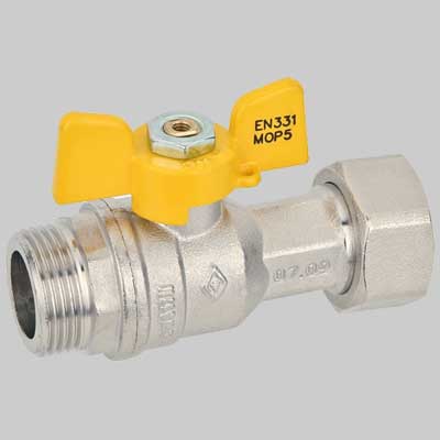 VALVOLA SFERA GAS M/F DADO GIREVOLE FARFALLA ALLUMINIO  1/2 x 3/4     BUGATTI