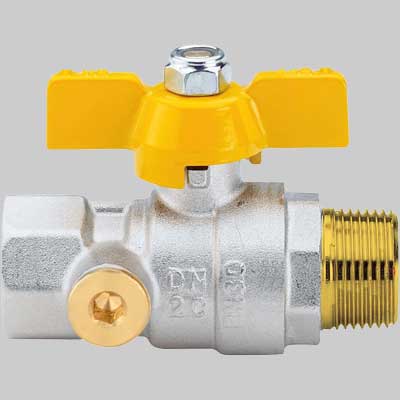 VALVOLA SFERA GAS M/F CON DUE PRESE PRESSIONE FARFALLA ALLUMINIO  1     ENOLGAS