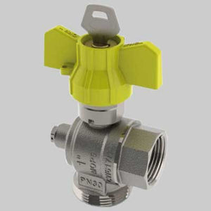 VALVOLA AD ANGOLO POSTCONTATORE CON PRESA E SICUREZZA  1 x 11/4     TIEMME