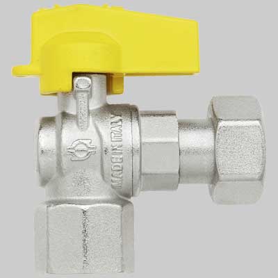 RUBINETTO A SQUADRO FEMMINA CON DADO GIREVOLE  1/2 x 3/4 G     F.I.V.