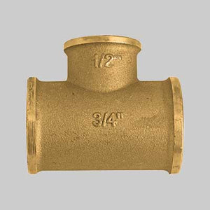 RACCORDO A TEE RIDOTTO AL CENTRO OTTONE GIALLO  3/4 x 1/2 x 3/4     MADE IN ITALY