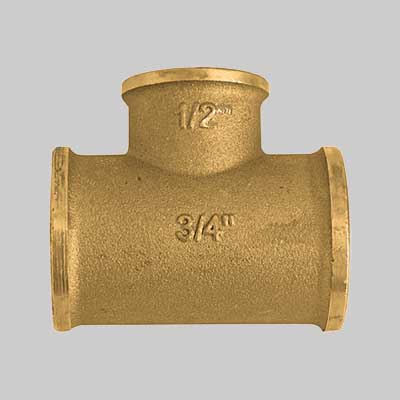 RACCORDO A TEE RIDOTTO AL CENTRO OTTONE GIALLO  1 x 1/2 x 1     MADE IN ITALY