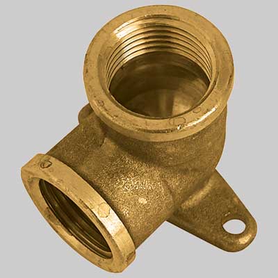 GOMITO CON FLANGIA F/F OTTONE GIALLO  1/2 x 1/2     MADE IN ITALY