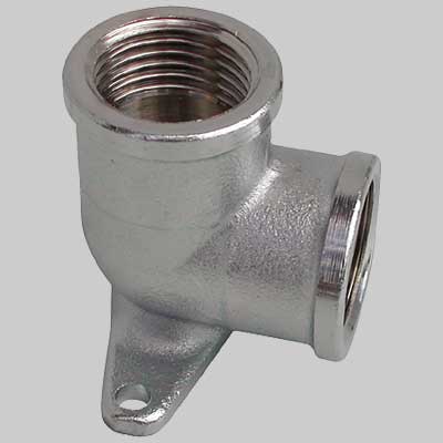 GOMITO CON FLANGIA FEMMINA/FEMMINA OTTONE NICHELATO  1/2 x 1/2     MADE IN ITALY