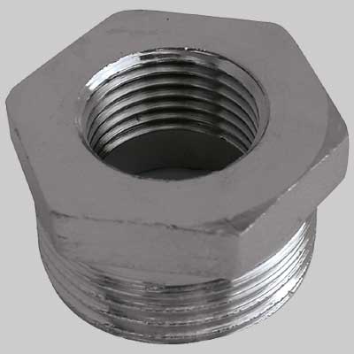 RIDUZIONE MASCHIO/FEMMINA OTTONE CROMATA  1 x 3/4     MADE IN ITALY