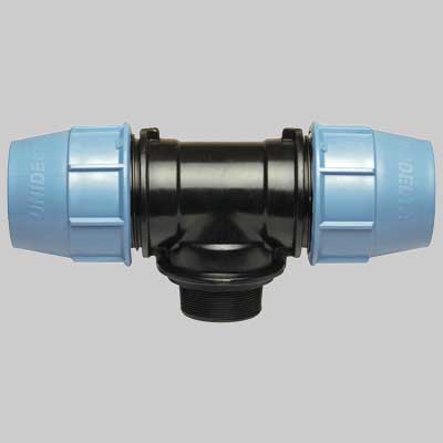 TEE 90° CON DERIVAZIONE MASCHIO PLASTICA  110 x 4     UNIDELTA